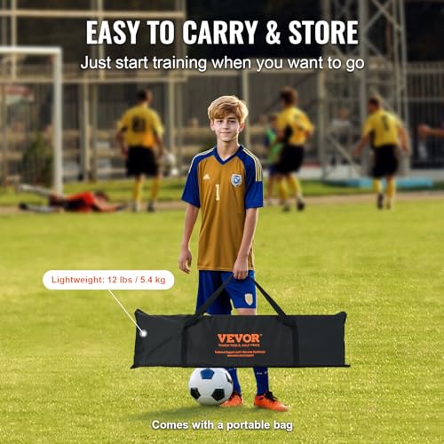 VEVOR Soccer Trainer，Portable Soccer Rebounder Net, Iron Soccer Practice Equipment, Sports Football Rebounder Wall with Portable Bag, Perfect for Team Solo Training, Passing, Volley