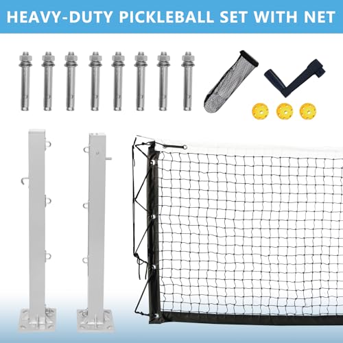 Aluminum Pickleball Net System,Constructed of Rust Proof Aluminum Frame,Regulation Size 22 FT - size: Surface Mount
