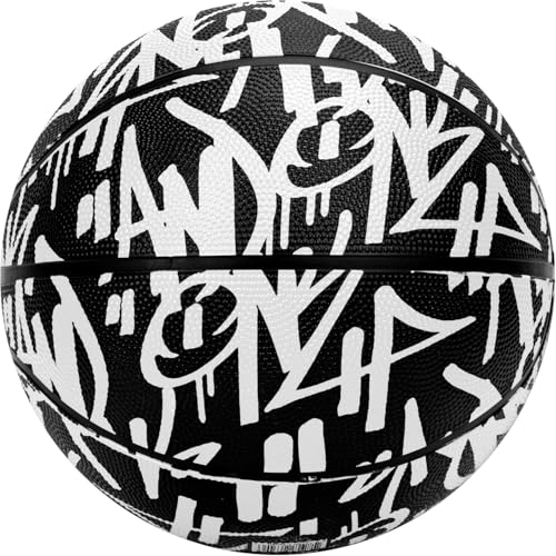 AND1 Street Ink Rubber Basketball: Official Regulation Size 7 (29.5 inches) Rubber Basketball - Deep Channel Construction Streetball, Made for Indoor Outdoor - color: White