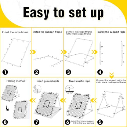Baseball Rebound Net,Multi-Sports Pitching Rebound Net, 5 Adjustable Angles for Volleyball and Football Training