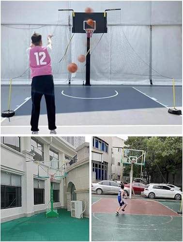 Outdoor Basketball Return Net Attachment, Large Basketball Hoop Rebounder for Backyard Court, Basketball Returner Trainer for Shooting, Easy Assembly