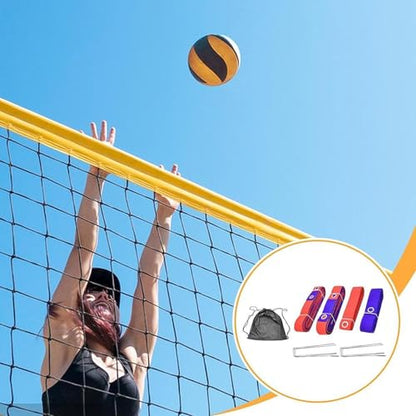 4X Beach Volleyball Lines Boundary Lines Game with Ground Anchors Training Practical Volleyball Court Boundary Cords for Park, Red Blue
