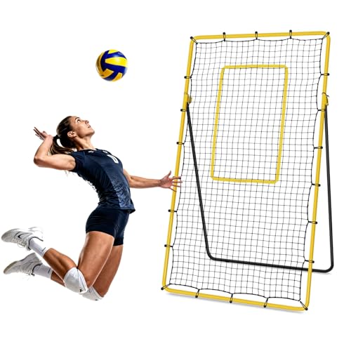 7x4 Ft Volleyball Rebounder Net, Adjustable Pitchback Trainer for Solo Fielding, Volleyball Training Equipment, Bounce Back Net for Volley Ball Practice