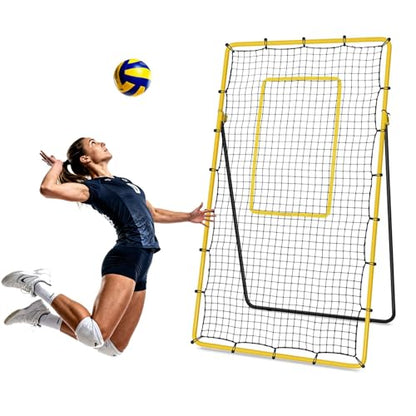 7x4 Ft Volleyball Rebounder Net, Adjustable Pitchback Trainer for Solo Fielding, Volleyball Training Equipment, Bounce Back Net for Volley Ball Practice