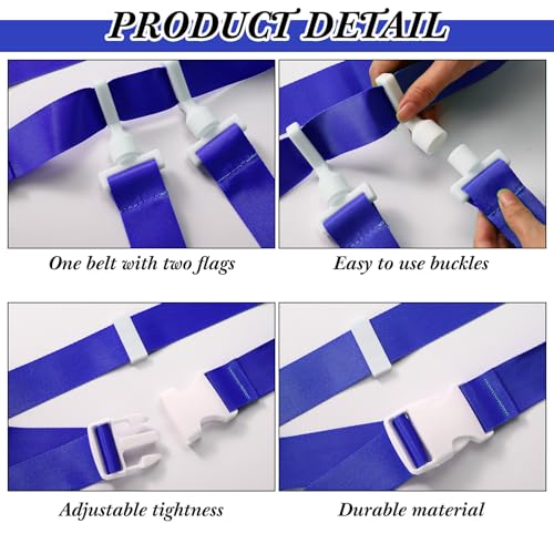 Peryiter 2/12/24/36 Player Flag Football Belt, Adjustable Football Belts and Flags for Kids Youth Adult Sport Team Training - color: Blue, Red