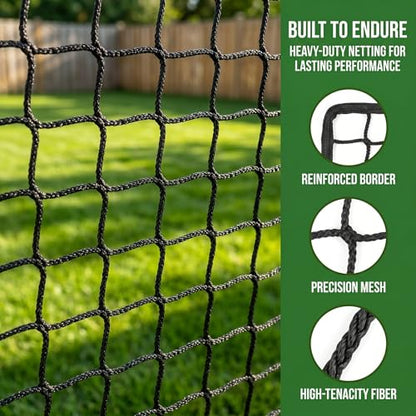 Baseball Softball Backstop Nets,Sports Net with 33ft Rope or Steel Hanging Kit, Nylon Nets Also for Basketball Soccer Lacrosse Hockey.
