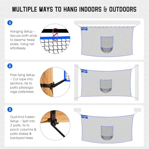 Golf Net with Target Pocket, 20ft/15ft/10ft Golf Practice Net, Heavy-Duty Multi Sports Netting Barrier, Golf Hitting Net for Golfer Garages Backyard Driving Swing Chipping, Indoor Outdoor Use - size: 20ftx10ft