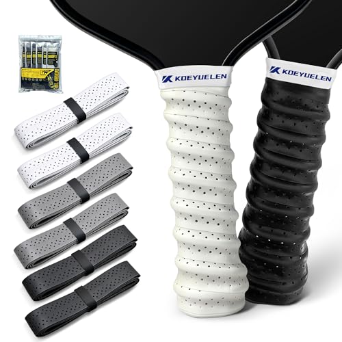 Ribbed Pickleball Overgrip Tape, Non-Slip Sweat-Wicking Racquet Grip for Pickleball/Tennis/Badminton - color: black/white/gray, size: 6 PCS