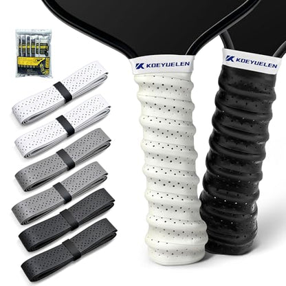 Ribbed Pickleball Overgrip Tape, Non-Slip Sweat-Wicking Racquet Grip for Pickleball/Tennis/Badminton - color: black/white/gray, size: 6 PCS