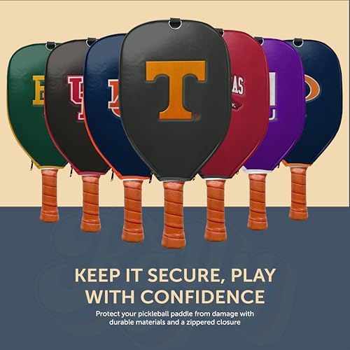 Officially Licensed Collegiate Pickleball Paddle Cover - Lightweight PU Leather Material - Durable Foam Interior Protection with Zippered Closure - Fits Most Paddles on the Market - color: Tennessee Volunteers