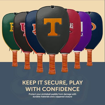 Officially Licensed Collegiate Pickleball Paddle Cover - Lightweight PU Leather Material - Durable Foam Interior Protection with Zippered Closure - Fits Most Paddles on the Market - color: Tennessee Volunteers