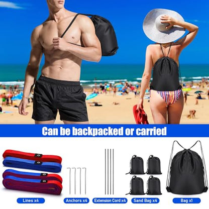 TOBWOLF Beach Volleyball Lines for Sand, Heavy Duty Volleyball Court Lines for Sand Beach Grass Backyard, 26.3' x 52.6' Portable Volleyball Boundary Lines with Metal Anchors & Sandbags