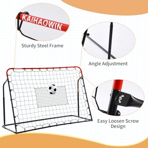 Soccer Rebound Net, 4'x4' Steel Soccer Rebounder, Bounce Back Net for Backyard Soccer Practice Training-Adjustable Angle - style: 6'x4'