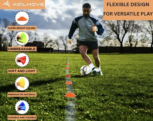 Flexible Soccer Cones (Set of 60/50/40/25) with Mesh Bag & Strap, Sports Cones for Soccer, Basketball, Football Training Equipment, Agility Soccer Cones for Drills Training - size: Pack of 60