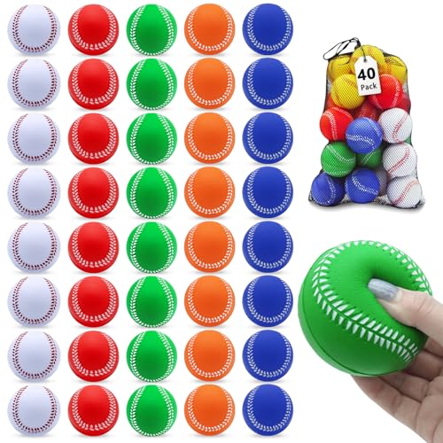 Magicorange Baseball,Foam Baseballs Training Baseballs Unmarked Practice Baseball for Hitting, Soft Toss, Batting, Fielding, Pitching - color: Colorful, size: 40 Pack