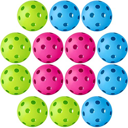 Coopay 14/48 Pack Practice Baseball Softball, Plastic Training Balls Lightweight Hollow Limited Flight Softballs for Hitting, Pitching, Batting Training Indoor Outdoor Use - color: Green, Blue, Pink, style: 14 Pack