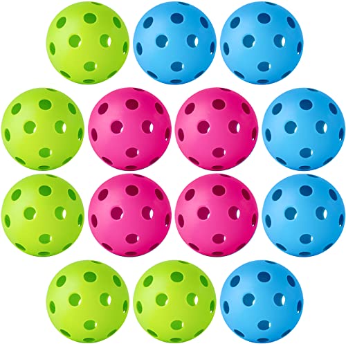 Coopay 14/48 Pack Practice Baseball Softball, Plastic Training Balls Lightweight Hollow Limited Flight Softballs for Hitting, Pitching, Batting Training Indoor Outdoor Use - color: Green, Blue, Pink, style: 14 Pack