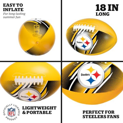 BigMouth 18” Inflatable Pool Football Officially Licensed NFL Fan Gear Merchandise Beach Ball Games for Adults and Teens - style: Pittsburgh Steelers