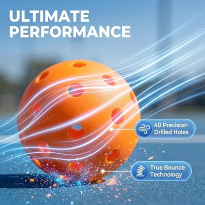 Outdoor Pickleballs, Regulation Size Tournament Pickleball Balls, Durable Pickleball Balls for Outdoor Courts & Training