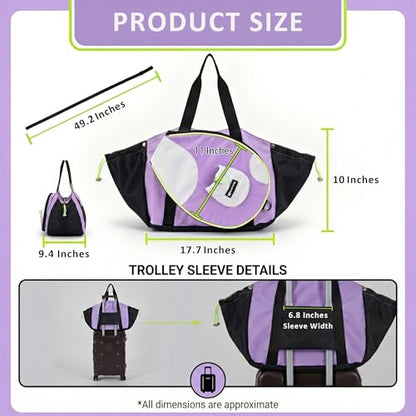 Smartway Pickleball Tote Bag for Women, Stylish Tennis Bag with Detachable Paddle Pocket, Waterproof Large Capacity Court Shoulder Bag for Gym, Daily & Weekend Trips, Men Ideal Pickleball Gifts - color: Purple