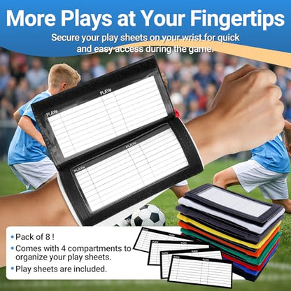 Multicolor Football Play Wristband, Softball Wristbands for Signs, Football Quarterback Play Wristbands for Youth and Adult with 3 Compartments
