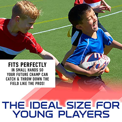 Franklin Sports NFL Team Footballs - Rubber Youth Mini Balls for All Teams - Kids 8.5" Football + Air Pump Sets - Official NFL Licensed - style: New York Giants