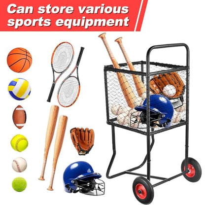 Sports Ball Locker with Wheels, Pro Rolling Sports Batting Practice Balls Cart Holder 300 Baseballs/150 Softballs Heavy-Duty Portable Baseball Storage Rack for Caddy Gym School Club 22''x24''x45''