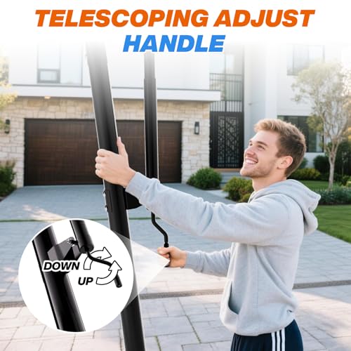 AWII SPORT Basketball Hoop Outdoor 40&44&48 Inch Impact Backboard, 5.3-10FT Height Adjustable Basketball Hoop Goal System with Portable Wheels for Adults
