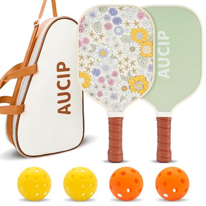 Pickleball Paddles, USAPA Approved Cute Pickleball Paddles Set of 2/4, Polypropylene Honeycomb Core, Fiberglass Pickleball Set with 2 or 4 Pickleball Rackets, 4 Balls, 1 Bag for Women