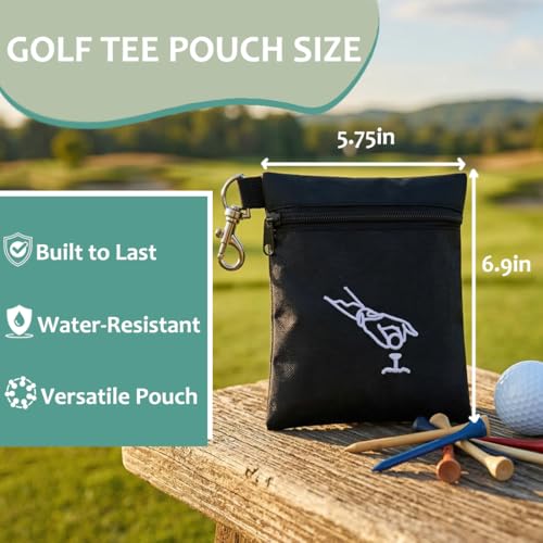 TOGETRUE Golf Tee Pouch, Sporty Golf Tee Bag Holder with Clip, Golf Supplies Accessories, Golf Bag Pouch for Tees, Balls and Divot Tools, 5.5"*6.75