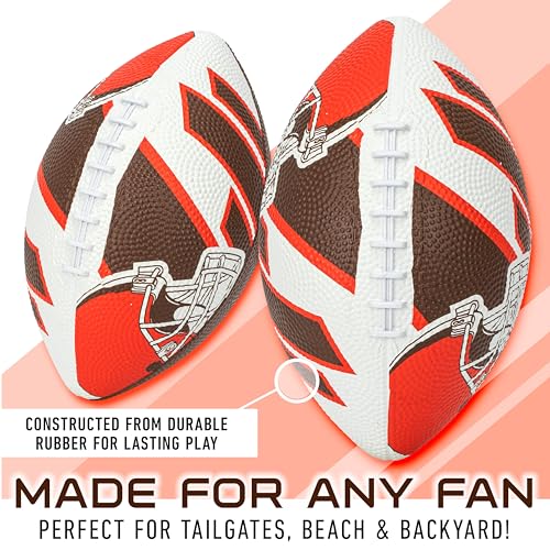 Franklin Sports NFL Team Footballs - Rubber Youth Mini Balls for All Teams - Kids 8.5" Football + Air Pump Sets - Official NFL Licensed - style: Cleveland Browns