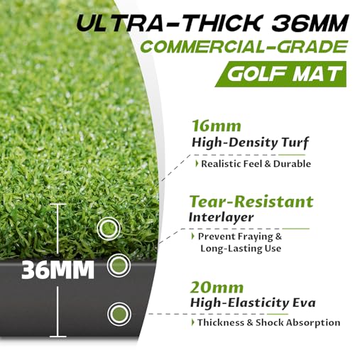 Bltend Golf Mat: 5x4ft & 5x5ft Heavy-Duty Golf Hitting Mats Practice Outdoor/Indoor, Elite Dense Artificial Turf Matt Training Aid for Backyard/Garage/Driving Range/Simulators