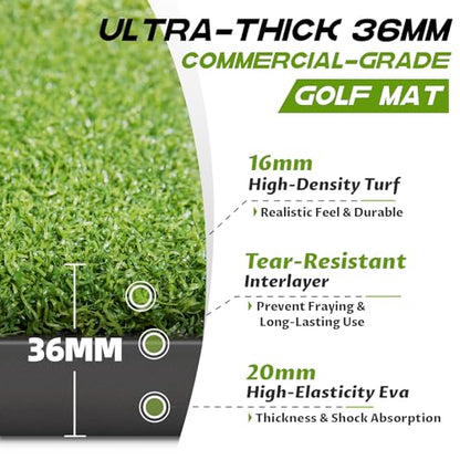 Bltend Golf Mat: 5x4ft & 5x5ft Heavy-Duty Golf Hitting Mats Practice Outdoor/Indoor, Elite Dense Artificial Turf Matt Training Aid for Backyard/Garage/Driving Range/Simulators
