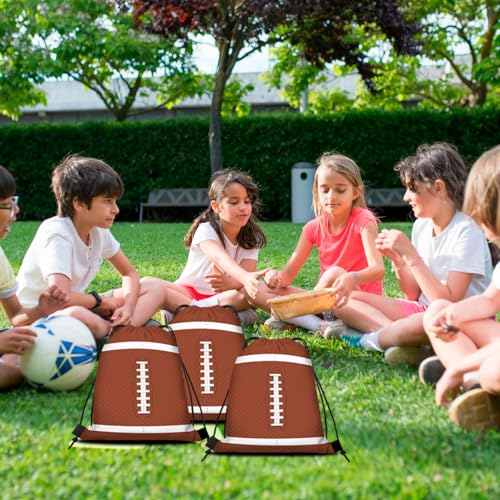16 Pack Superbowl Party Decorations Football Drawstring Gift Bags Football Party Decorations for Kids Football Snack Goodie Treat Bag for Football Themed Birthday Sports Party Gift,9.8 x 11.8 Inches - style: football