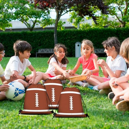 16 Pack Superbowl Party Decorations Football Drawstring Gift Bags Football Party Decorations for Kids Football Snack Goodie Treat Bag for Football Themed Birthday Sports Party Gift,9.8 x 11.8 Inches - style: football