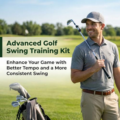 2-in-1 Golf Swing Training Aid with Arm Band & Wrist Strap, Lightweight Golf Practice Kit to Improve Swing Form and Wrist Position for Beginners