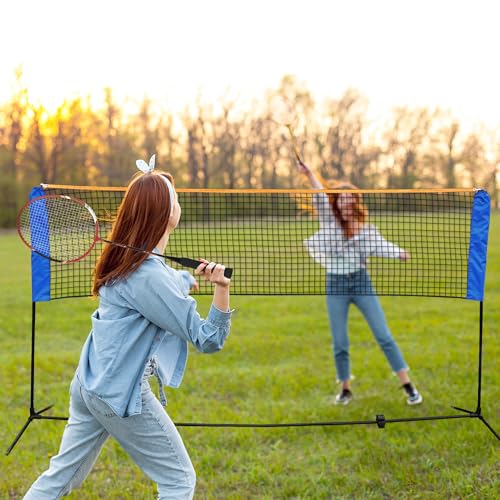 Adjustable Height Portable Badminton Net, Competition Multi Sports Indoor Outdoor Net for Kids Volleyball, Pickleball, Soccer Tennis, Lawn Tennis, Easy Setup for Backyard, Beach, Carry Bag Included