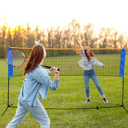 Adjustable Height Portable Badminton Net, Competition Multi Sports Indoor Outdoor Net for Kids Volleyball, Pickleball, Soccer Tennis, Lawn Tennis, Easy Setup for Backyard, Beach, Carry Bag Included