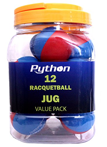 Python RG Multi Colored Racquetballs (Value Pack - 12 Ball Jug/Endorsed by Racquetball Legend Ruben Gonzalez!) - color: Red/Blue