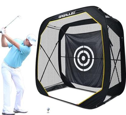 Gagalileo Pop Up Golf Practice Net: 6X6X3FT Hitting Cage with Target Easy Set Up for Backyard Garage Training for Driving Chipping Swing Beginners Enthusiasts