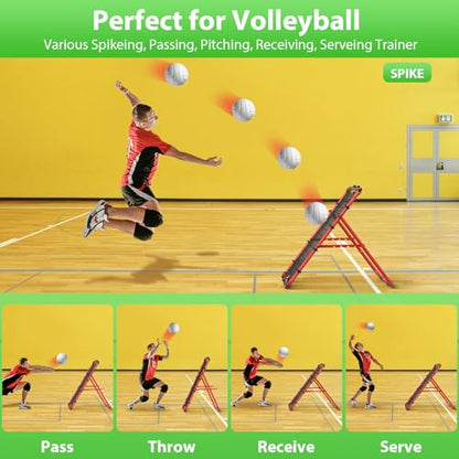 Baseball Rebounder Net, Metal Frame & High-Tension PE Net, Lacrosse Bounce Back PracticeTraining Equipment, Adjustable Softball Pitchback Net, Perfect for Improving Balls Training Skills - color: Red