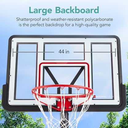 Best Choice Products 10ft Regulation Basketball Hoop, Height Adjustable Outdoor Goal w/Shock Absorbent Rim, Base Gel, 2 Wheels - style: Clear