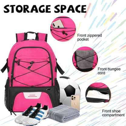Goloni Basketball Backpack Bag,35L Basketball Bag with with Separate Ball & Shoe Compartments,Large Sports Bag for Basketball - color: Pink