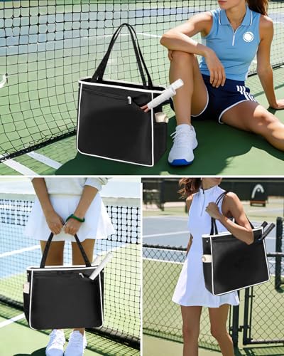 Tennis Tote Bag for Women, Lightweight Waterproof Tennis Racket Bag Holds 2 Rackets, Pickleball Bag, Large Sports Tote