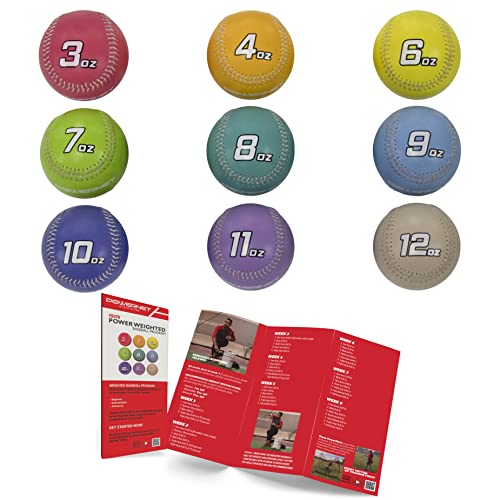PowerNet Weighted Baseballs, Outdoor Baseball Training Equipment for Improving Throwing Velocity and Strength, 3-12 oz Weighted Training Balls & Throwing Guide
