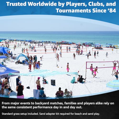 Park & Sun Sports Spectrum Classic: Adjustable Professional Outdoor Volleyball Net System - color: Classic Orange