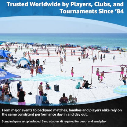 Park & Sun Sports Spectrum Classic: Adjustable Professional Outdoor Volleyball Net System - color: Classic Orange