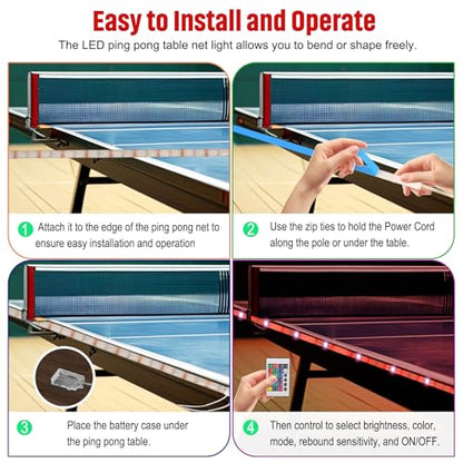 LED Ping Pong Table Light&Net Light, 14 Ft&13 Ft Light Net for Ping Pong Table&Net Table,16 Color Change, Durable & Waterproof & Easy to Install, Super Bright to Display at Night - color: Table lights