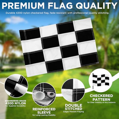 KINGTOP Golf Flagstick 6ft, Portable Five-Section Design for Backyard Practice Putting Green, Driving Range Golf Pin Flag Hole Cup Set, Gift Idea - color: Version3- Checkered Flag, 1-Pack