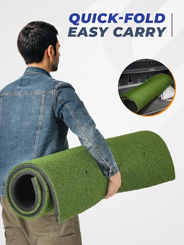 Golf Hitting Mat 5×4ft, Thickened 21/31/36mm Golf Practice Mat for Indoor Outdoor, Top-Notch Artificial Turf Driving Matt with 9 PU Balls+3 Rubber Tee+7 Tee